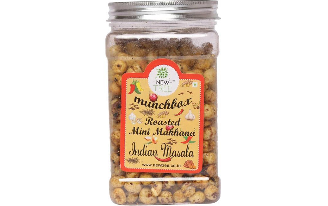 New Tree Munchbox Roasted Mini Makhana, Indian Masala   Glass Jar  150 grams